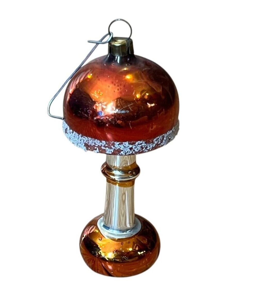 Vintage Christmas Mercury Glass Lamp Mica Glitter 3.25” Tall Orange